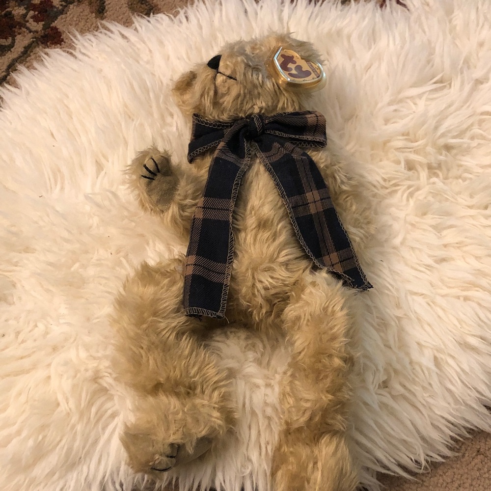 Ty Plush Teddy with Maroon Tag - Tan Fur